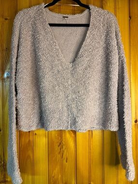 Free People Light Pink V-Neck Sweater